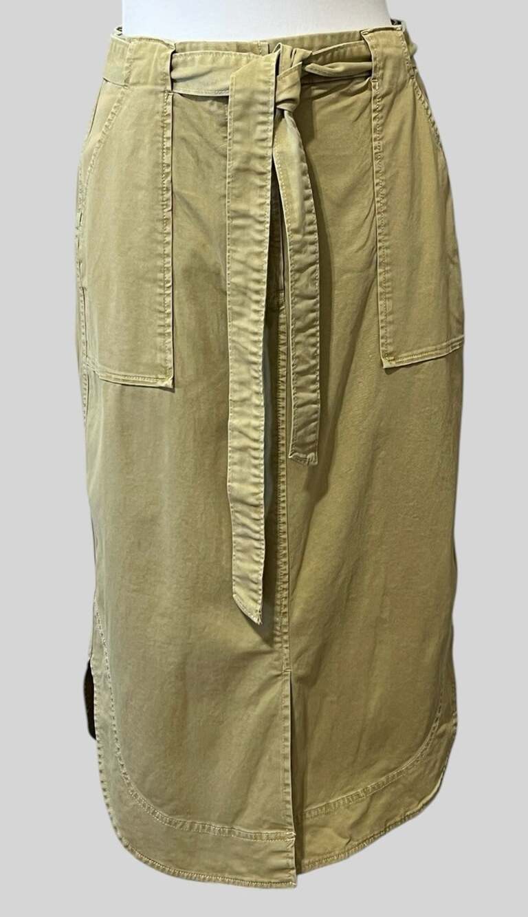 Gap Tan Khaki Front Slit Cargo Utility Midi Skirt Grunge Coastal Cowgirl 10